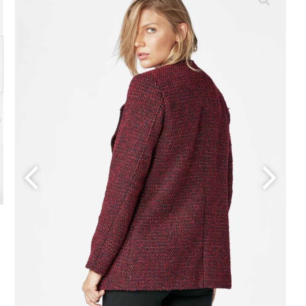 Just Fab Moto Jacket Burgundy Boucle NWT Size XL - Picture 2 of 5